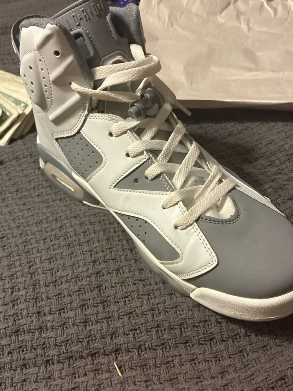 Jordan White Jumpman Decal on Gray Backing